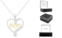 Macy's Diamond Mom Heart 18" Pendant Necklace (1/10 ct. t.w.) in Sterling Silver & Gold-Plate